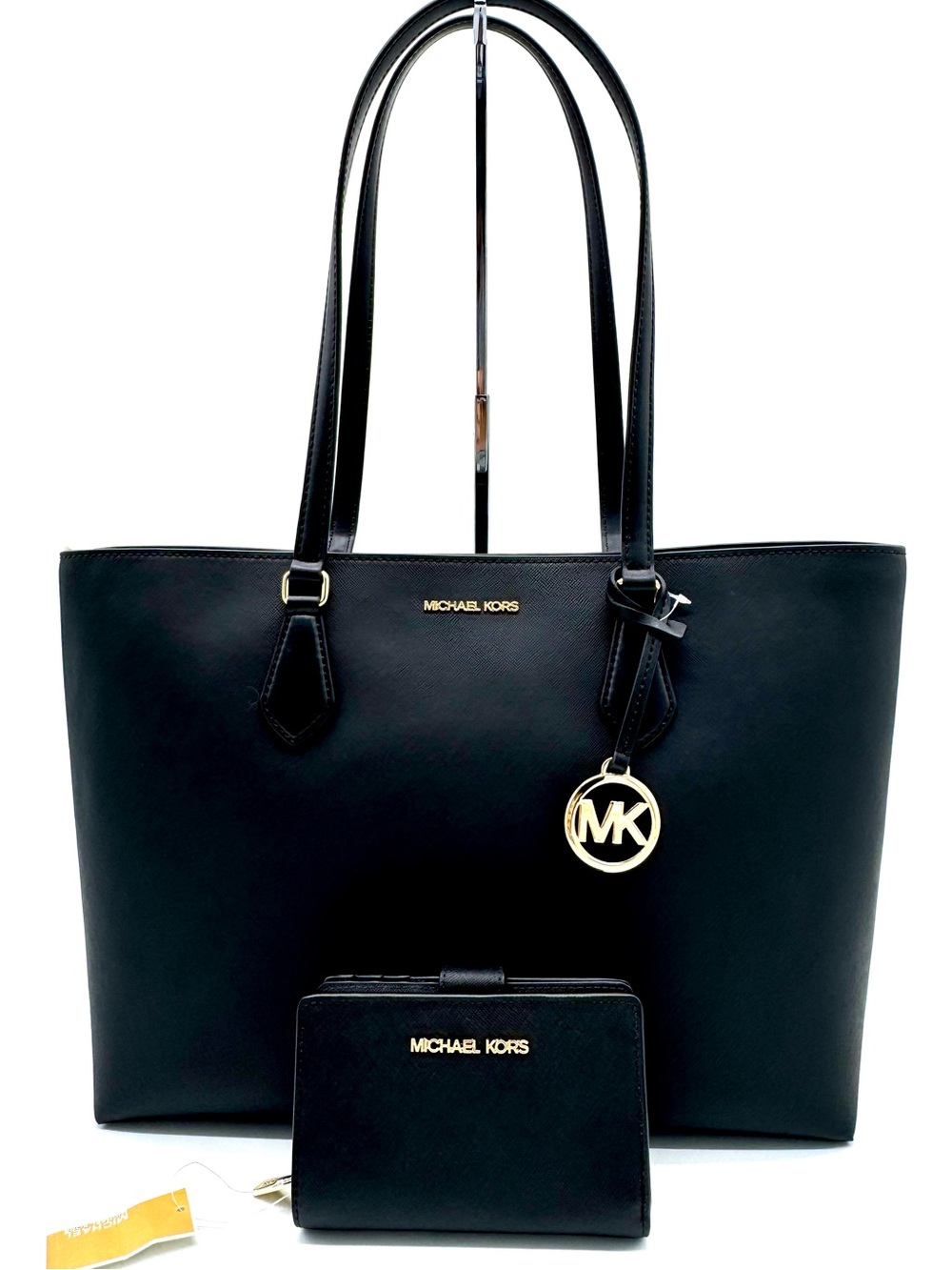Michael Kors Bag Large Sheila Mf Tote Bag & Matching Bifold Wallet Black/Gold